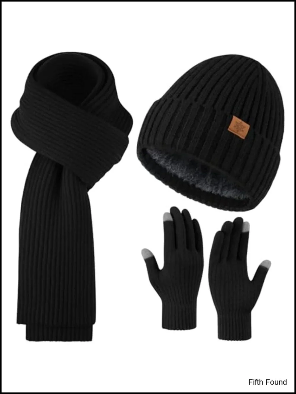 Alpaca Fiber Fleece Lined Beanie Scarf Gloves Set Winter 3 Piece